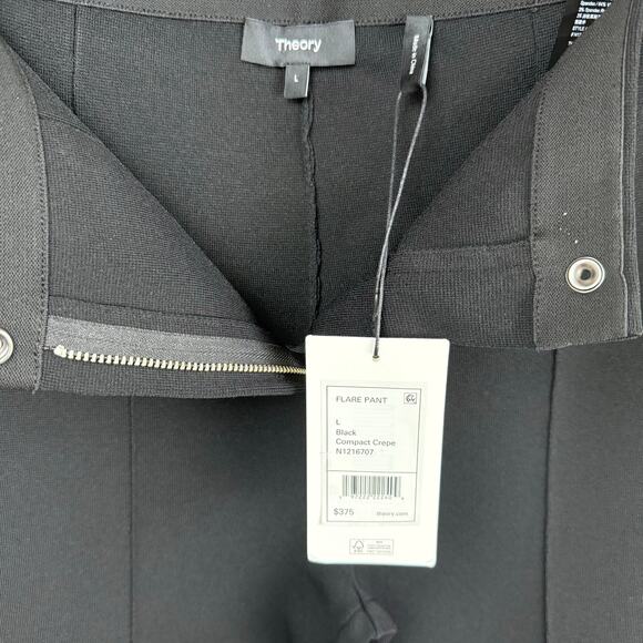 THEORY Compact Crepe Black Flare Pants Size Large - Picture 12 of 12